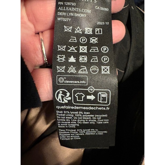 AllSaints Deri Lyn Shorts Mushroom Brown Lyocell Linen Pleated High Waist US 2 - Picture 5 of 7